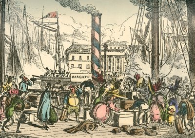 Embarquement à bord du Margate Steam Packet au quai de London Bridges, 1838 - William Heath