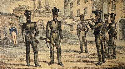 Fusiliers marins à la pratique de la cible oscillante, vers 1835 - William Heath