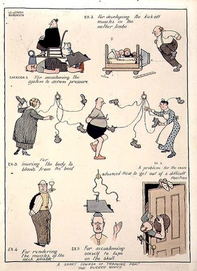 Un court cours de formation pour le novice en rugby - William Heath Robinson