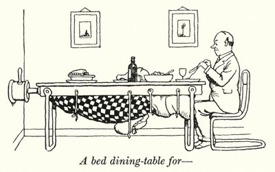 Une table à manger pour lit - William Heath Robinson