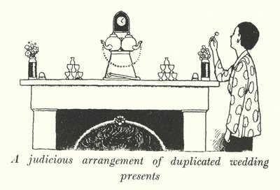 Un arrangement judicieux de cadeaux de mariage en double (lithographie) - William Heath Robinson