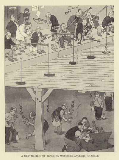 Une nouvelle méthode pour enseigner aux futurs pêcheurs à pêcher - William Heath Robinson