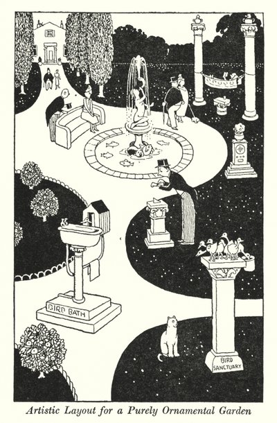 Disposition artistique pour un jardin purement ornemental (lithographie) - William Heath Robinson