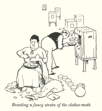 Élever une variété de mites des vêtements (lithographie) - William Heath Robinson