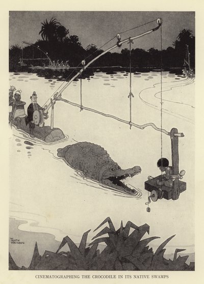 Cinématographier le crocodile dans ses marais natifs - William Heath Robinson
