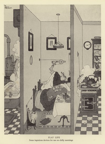 Vie plate, quelques dispositifs ingénieux pour les matins froids - William Heath Robinson