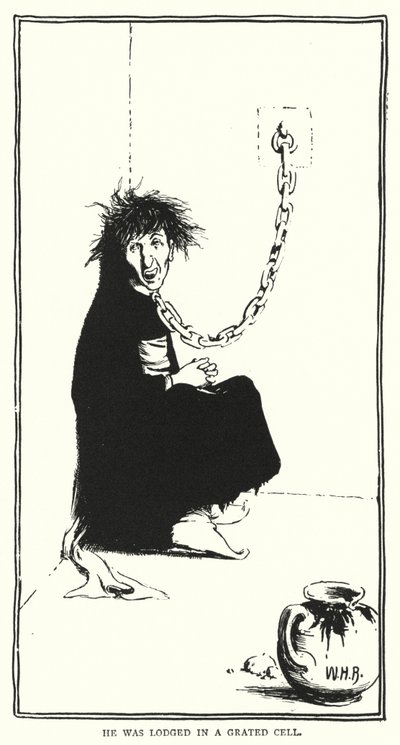 Il était logé dans une cellule grillagée (gravure) - William Heath Robinson