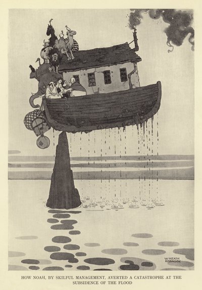 Comment Noé, par une gestion habile, a évité une catastrophe à la subsidence du déluge - William Heath Robinson