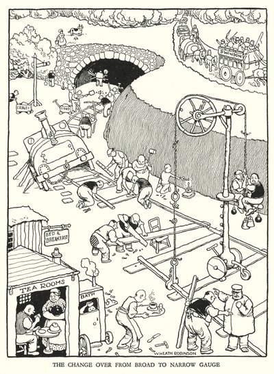 Illustration pour Railway Ribaldry par W Heath Robinson - William Heath Robinson