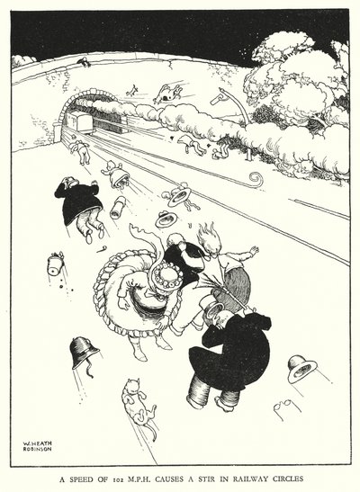 Illustration pour Railway Ribaldry par W Heath Robinson - William Heath Robinson
