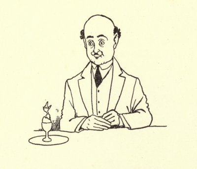 Homme surpris par un oiseau dans son œuf du matin - William Heath Robinson