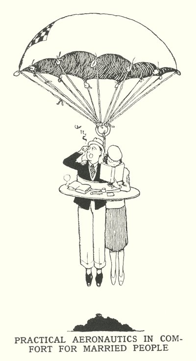 Aéronautique pratique en confort pour les personnes mariées (lithographie) - William Heath Robinson