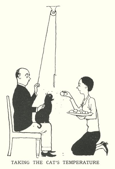 Prendre la température du chat (lithographie) - William Heath Robinson