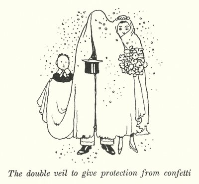 Le double voile pour se protéger des confettis (lithographie) - William Heath Robinson