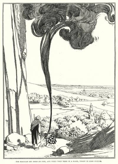 Le magicien les a enflammés, et quand ils étaient en feu, il a jeté de l