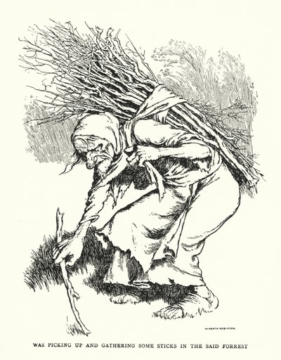 Ramassait et rassemblait des bâtons dans la dite forêt - William Heath Robinson