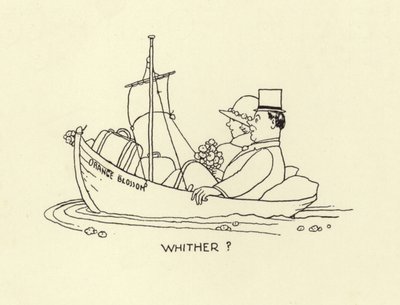 Où, couple marié partant sur la mer de la vie conjugale - William Heath Robinson
