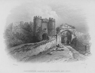 Château de Carisbrooke, Île de Wight, Portails et Donjon - William Henry Bartlett