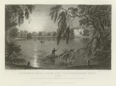 Gosfield Hall, depuis la route de Weathersfield, Essex, la résidence de E G Barnard, Esquire - William Henry Bartlett