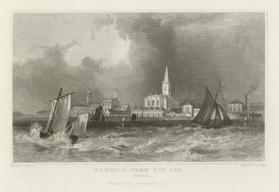Harwich, depuis la mer, Essex - William Henry Bartlett