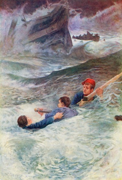 Luttant dans la mer sauvage - William Henry Charles Groome