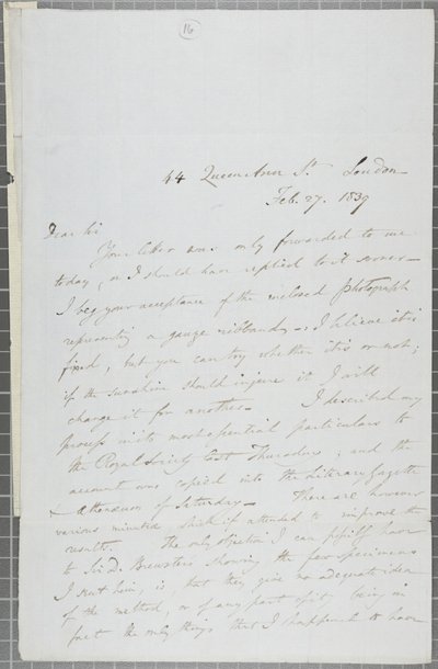 Lettre signée de William Henry Fox Talbot à James David Forbes, 1839 - William Henry Fox Talbot