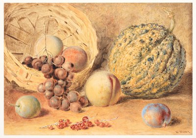 Panier avec melon, pêches, raisins et prunes, vers 1804 - William Henry Hunt
