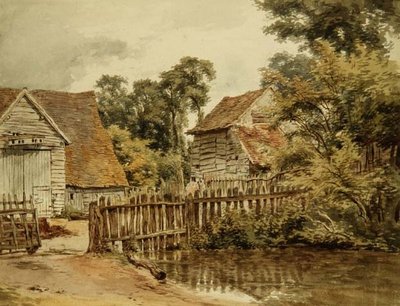 Cour de ferme avec étang - William Henry Hunt