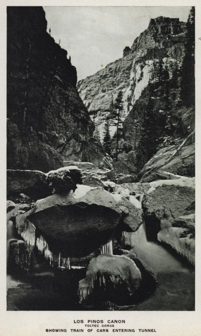 Canyons du Colorado : Los Pinos Canon, Toltec Gorge, montrant un train entrant dans le tunnel - William Henry Jackson