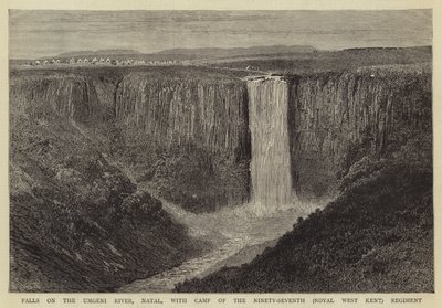 Chutes sur la rivière Umgeni, Natal, avec le camp du quatre-vingt-dix-septième régiment (Royal West Kent) - William Henry James Boot