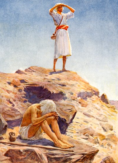 Élie et son serviteur regardant la pluie sur le mont Carmel - William Henry Margetson