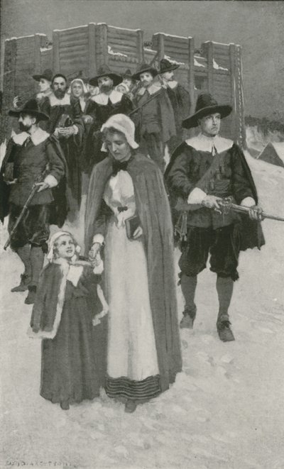 Jour du sabbat avec les Pères pèlerins à leur première colonie à New Plymouth - William Henry Margetson