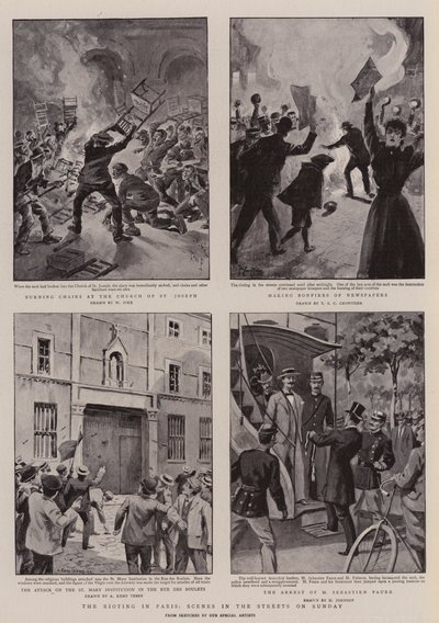 Les émeutes à Paris, scènes dans les rues le dimanche - William Henry Pike
