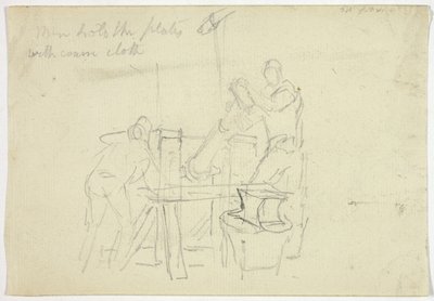 Deux hommes travaillant à une machine - William Henry Pyne