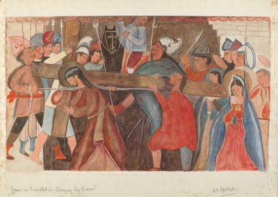 Station de la Croix n° 5 : Jésus est aidé à porter sa croix, vers 1936 - William Herbert