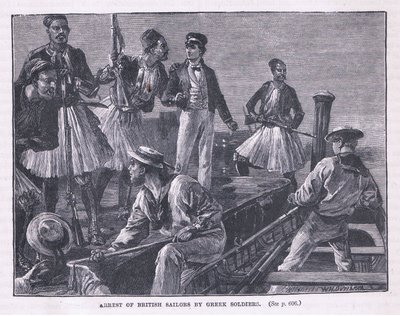 Arrestation des marins britanniques par des soldats grecs en 1850 - William Heysham Overend