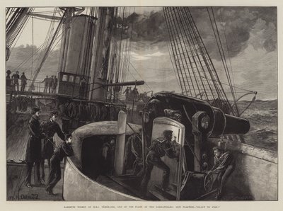 Tourelle Barbette du HMS Temeraire, Une de la Flotte aux Dardanelles, Exercice de Tir, Prêt à tirer! - William Heysham Overend