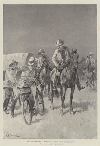Cyclistes apportant un message à Jameson de Johannesburg - William Heysham Overend