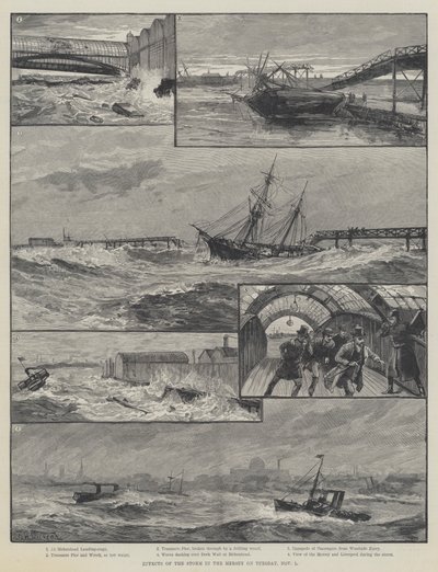 Effets de la tempête sur la Mersey le mardi 1er novembre - William Heysham Overend