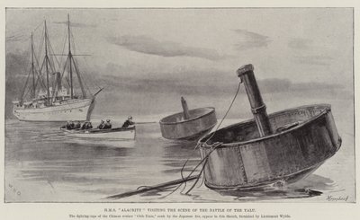 HMS Alacrity visitant la scène de la bataille du Yalu - William Heysham Overend