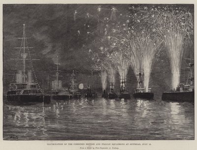 Illumination des escadrons britanniques et italiens combinés à Spithead, 12 juillet - William Heysham Overend
