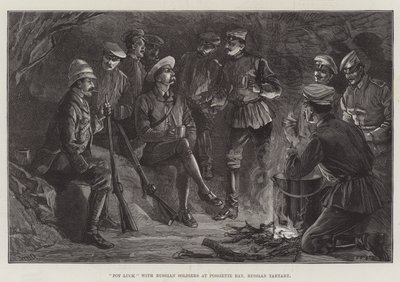 Repas avec des soldats russes à la baie de Possiette, Tartarie russe - William Heysham Overend