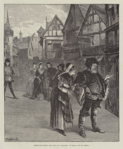 Scène de la nouvelle opéra de Verdi, Falstaff, à Milan, Acte III, Scène 1 - William Heysham Overend