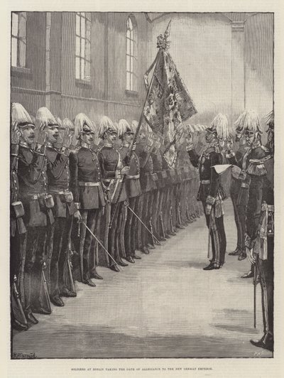 Soldats à Berlin prêtant serment au nouvel empereur allemand - William Heysham Overend