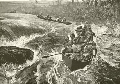 Stanley descendant les rapides du Congo - William Heysham Overend