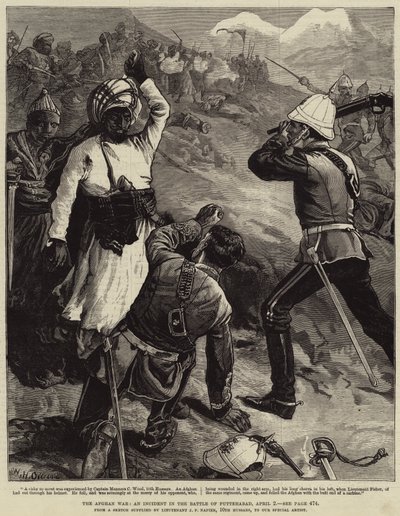 La guerre afghane, un incident de la bataille de Futtehabad, 2 avril - William Heysham Overend