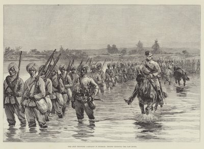 La campagne de la frontière chinoise en Birmanie, les troupes traversant la rivière Yaw - William Heysham Overend