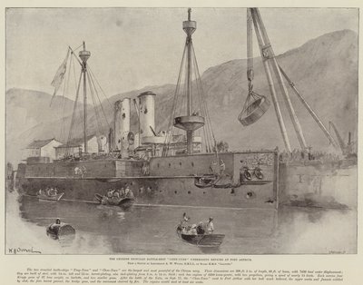 Le cuirassé chinois Chen-Yuen en réparation à Port Arthur - William Heysham Overend