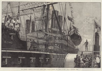 Les Visiteurs Coloniaux aux Royal Albert Docks, Malais manœuvrant les Vergues du P et O Steam-Ship Rome - William Heysham Overend