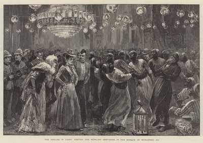 Les Anglais au Caire, visitant les derviches hurleurs dans la mosquée de Mohammed Ali - William Heysham Overend